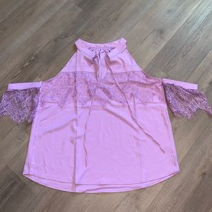 Purple High Neck Cold Shoulder top